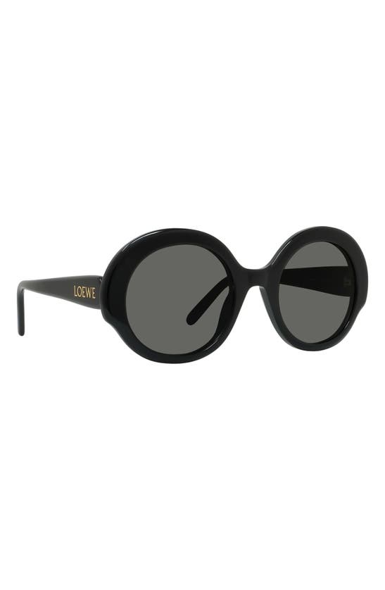 Loewe Thin 52mm Round Sunglasses In Shiny Black / Smoke