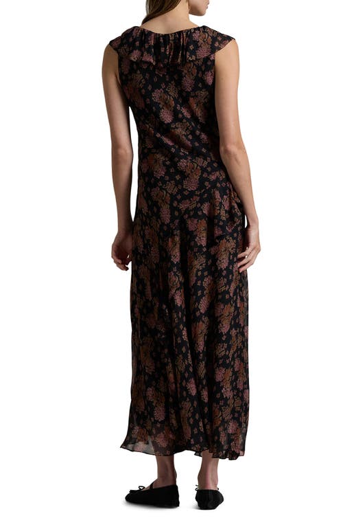 Polo Ralph Lauren Floral Ruffle-trim Georgette Maxi Dress In 1753 Sunset Bloom