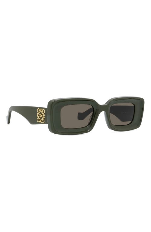 Shop Loewe Anagram 46mm Geometric Sunglasses In Shiny Dark Green/brown