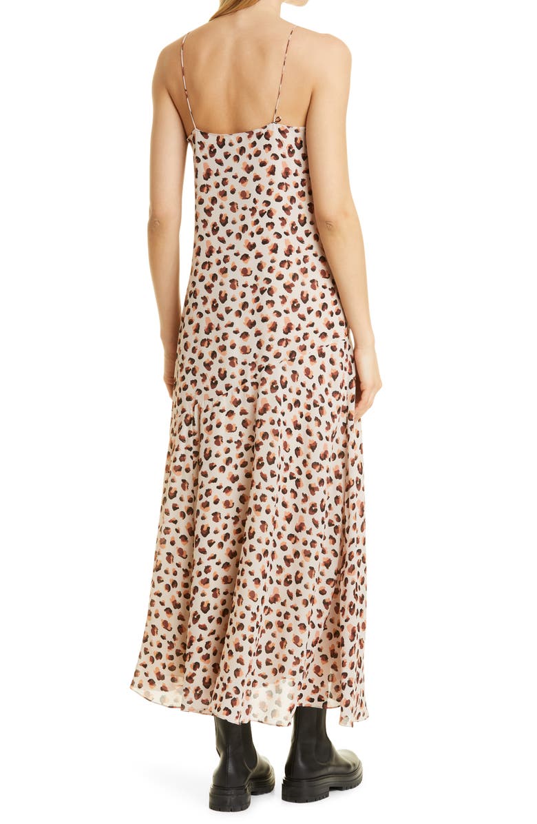 Theory Cami Leopard Print Asymmetric Silk Maxi Dress, Alternate, color, 