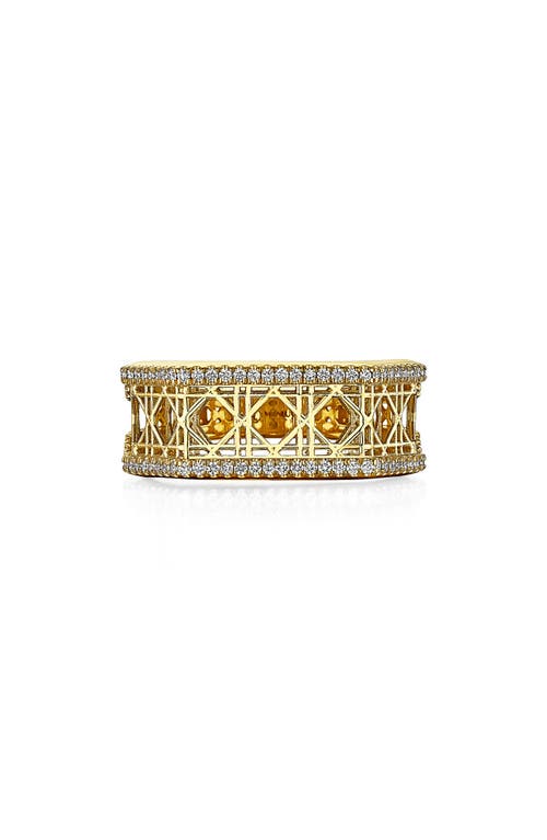 ManLuu Cane Diamond Cage Ring in Yellow Gold