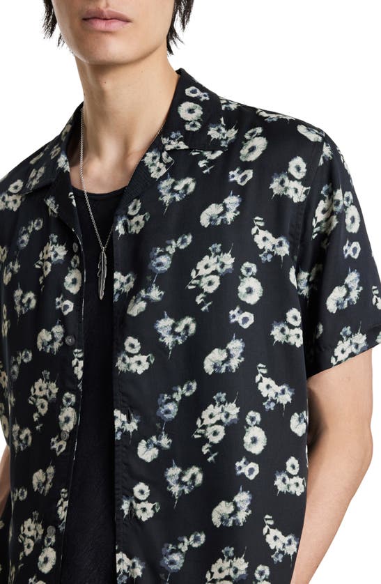 Shop John Varvatos Dan Abstract Floral Camp Shirt In Black Multi