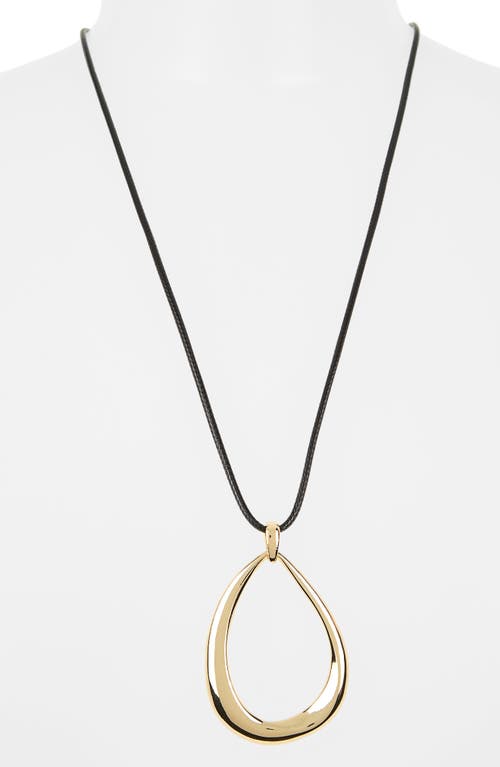 Nordstrom Rack Open Teardrop Pendant Necklace In Black- Gold