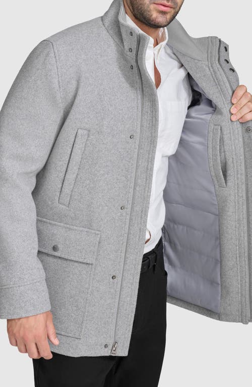 Shop Cole Haan Felted Coat In Light Grey