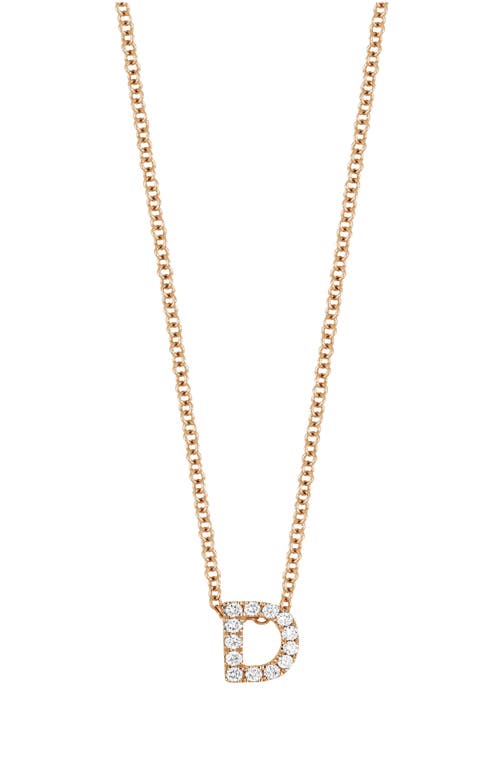 Bony Levy 18k Gold Pavé Diamond Initial Pendant Necklace in Rose Gold - D