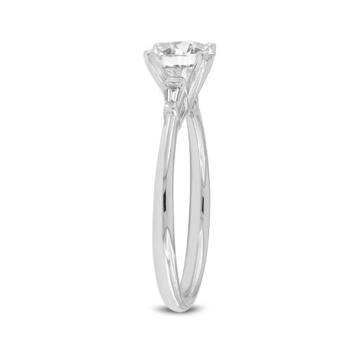 Asany Love Grown Collection 14k White Gold Round Cut Lab Grown Diamond Tapered Baguettes Engagement In 14k White Gold