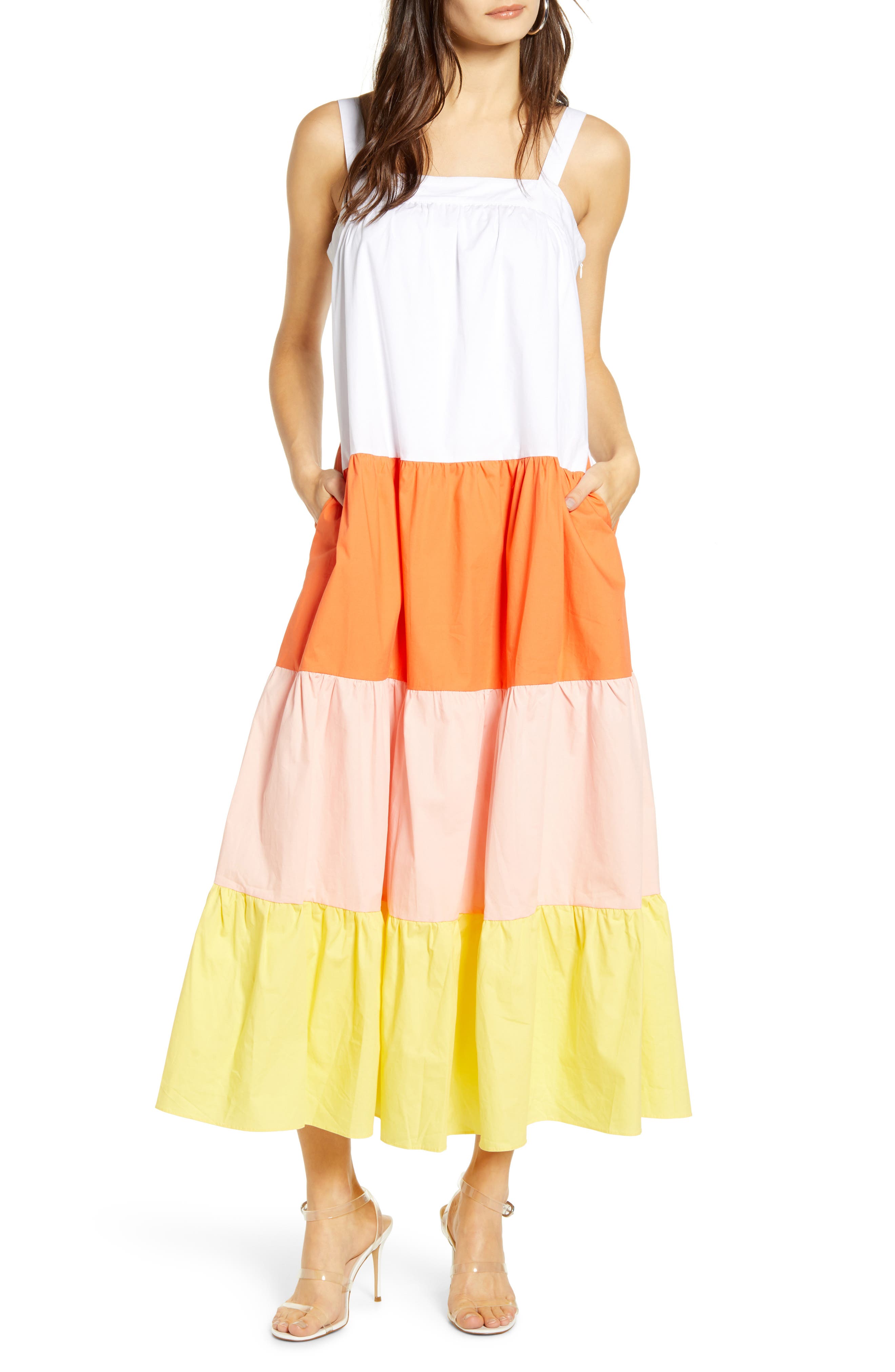 color block maxi dress