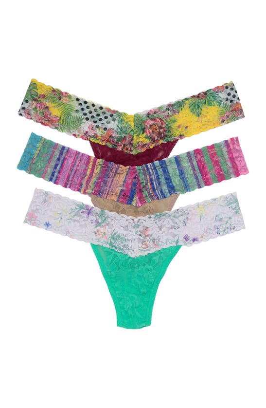 Hanky Panky Low Rise Lace Thongs In Safari Bloom/midsummer/floral
