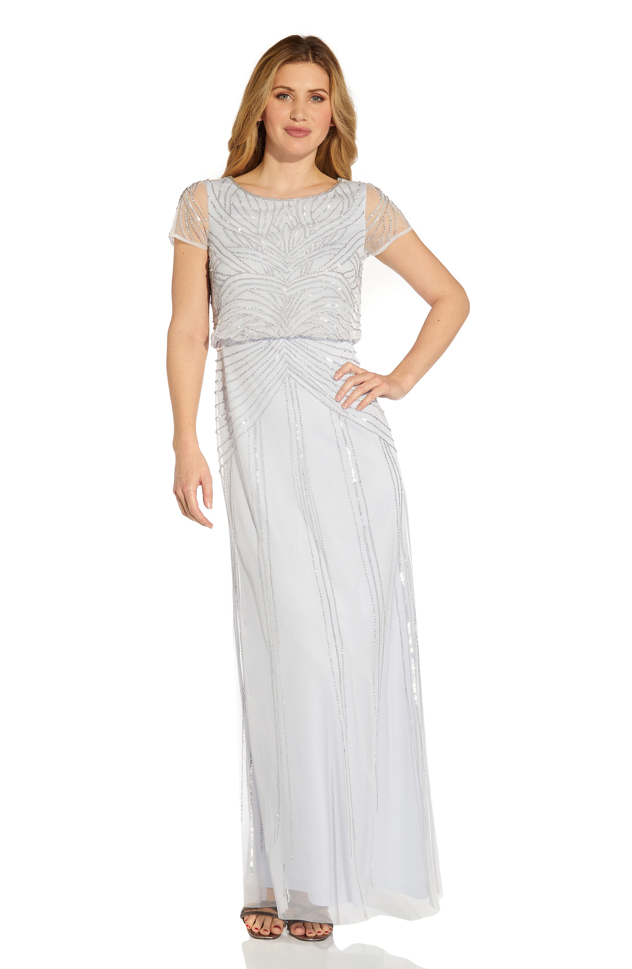 Adrianna Papell Beaded Blouson Gown 