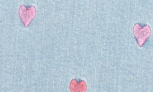 Shop The New La Embrodiered Flare Jeans In Light Blue Denim