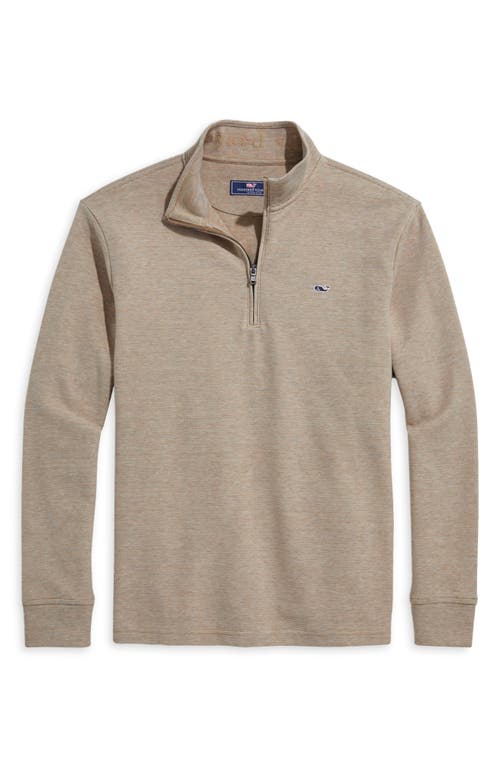 Vineyard Vines Saltwater Stripe Quarter Zip Pullover In Officer Khaki