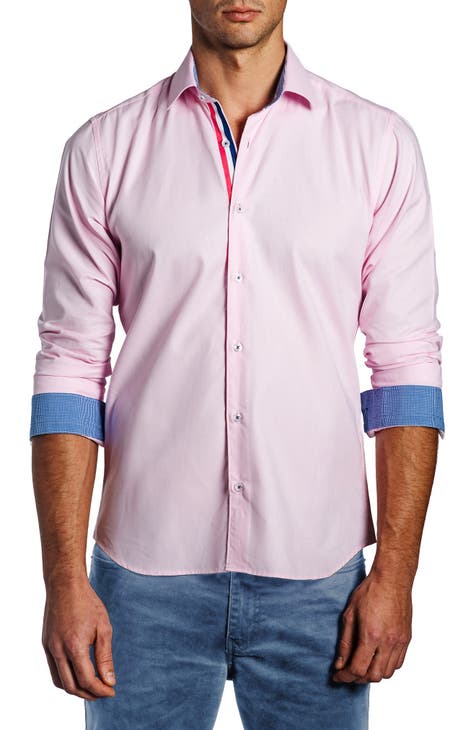 Trim Fit Long Sleeve Button-Up Cotton Shirt