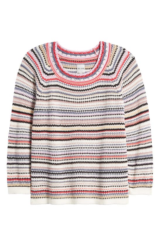 Shop Nic + Zoe Stripe Textured Knit Sweater In Pink Multi
