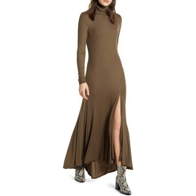 Ag Chels Front Slit Long Sleeve Maxi Dress