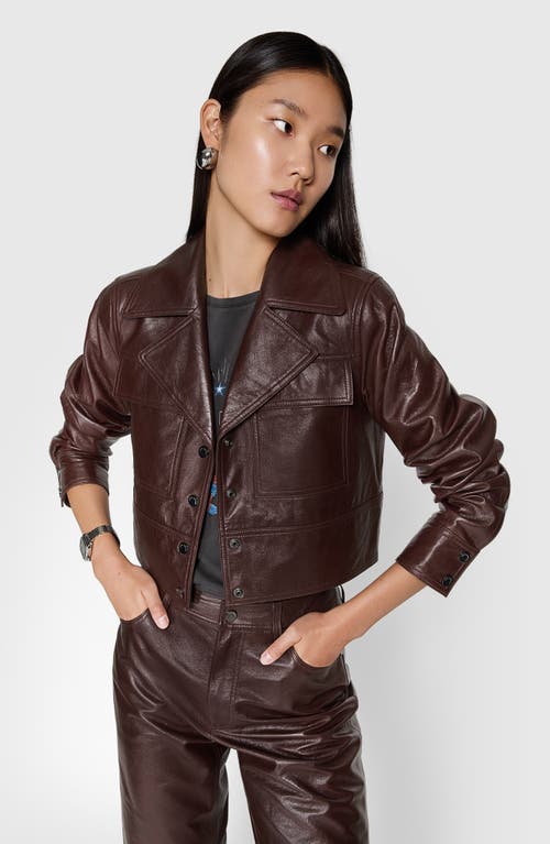 Shop Rebecca Minkoff Ryder Crop Leather Jacket In Chestnut