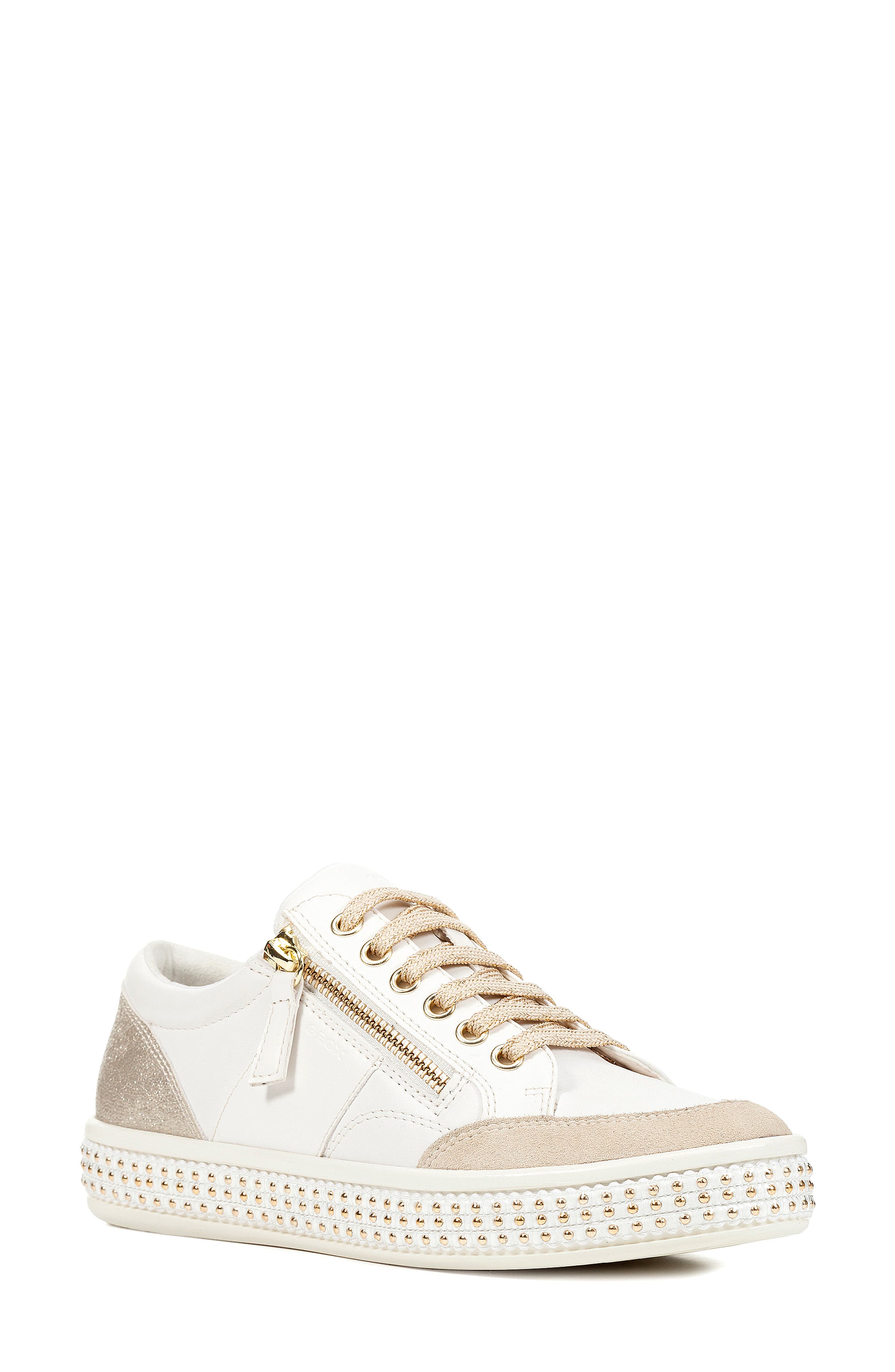 Geox Leelu Studded Sneaker, White