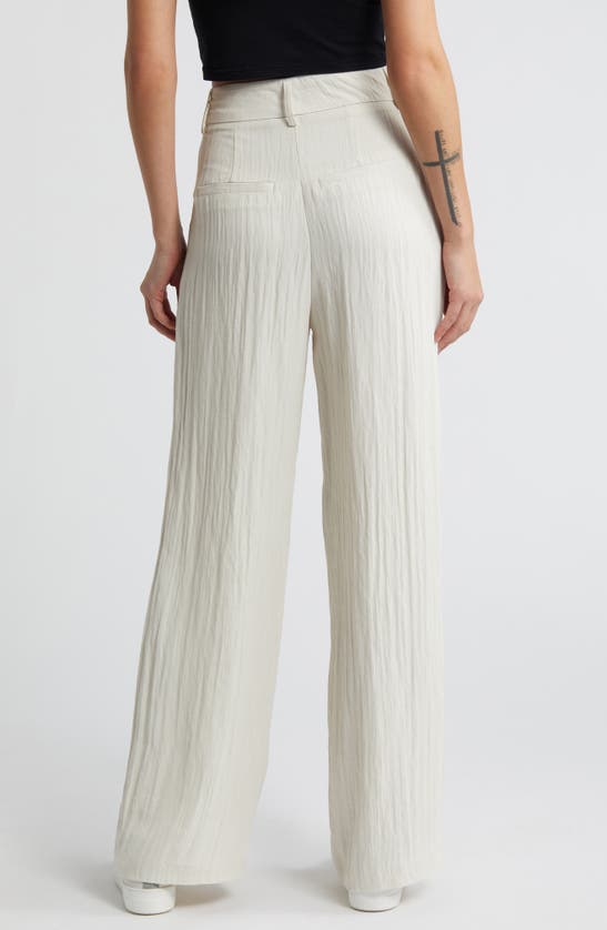 Noisy May Amanda High Waist Wide Leg Pants In Pearled Ivory