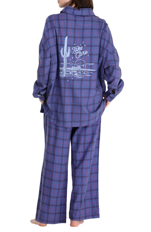 Shop Honeydew Intimates Honeydew Golden Hour Cotton Twill Pajamas In Indigo Plaid