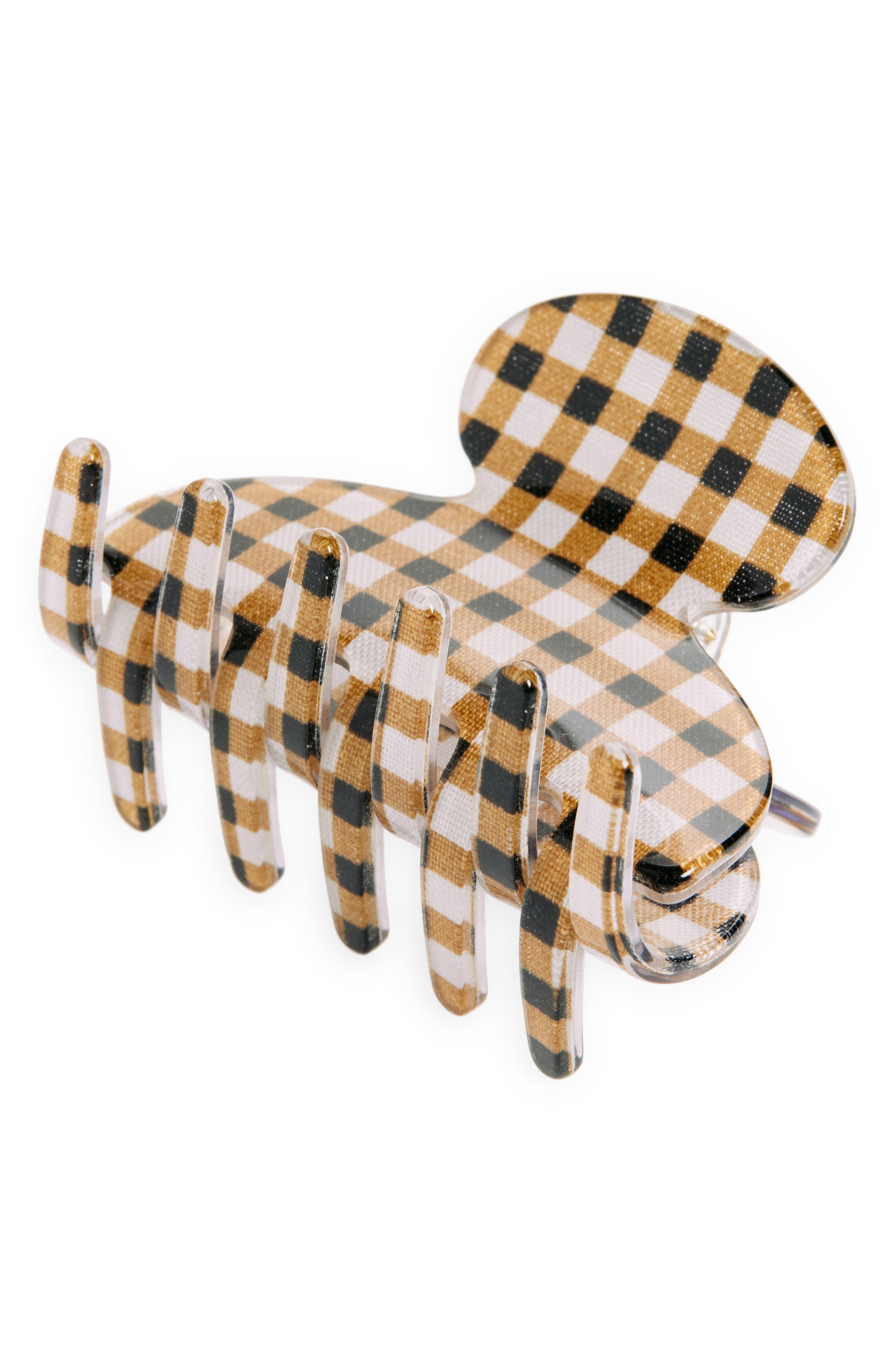 france luxe Small Couture Jaw Clip in Whiskey Check 