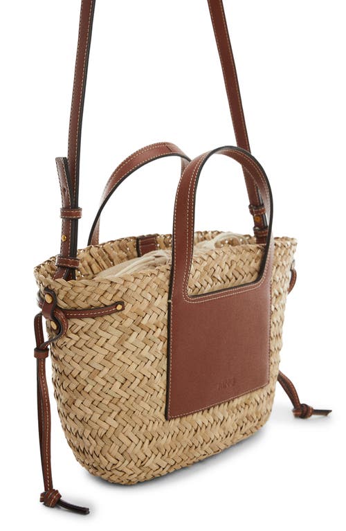 Mango Taormina Straw Convertible Tote In Brown