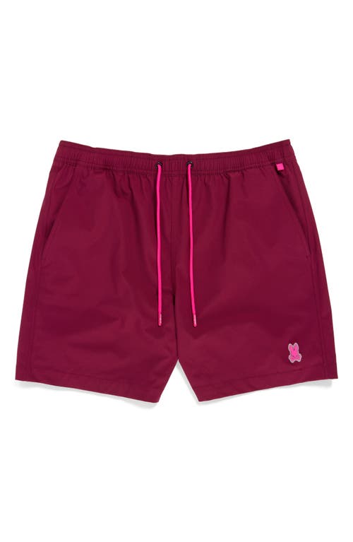 Shop Psycho Bunny Palm View Hydrochromic Swim Trunks In Crimson