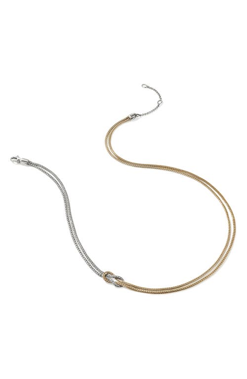 Shop John Hardy Love Knot Necklace, Gold, Sterling Silver, 1.8mm In Silver/gold