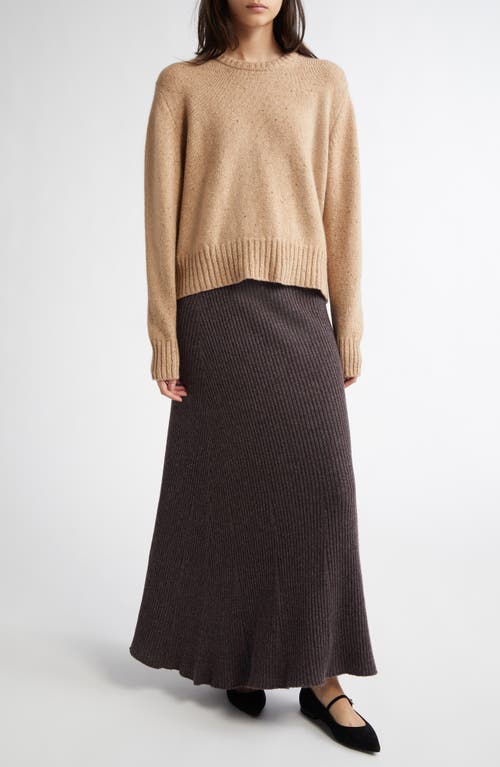 Shop Johnstons Of Elgin Cashmere Rib A-line Sweater Skirt In Dark Russet Marl