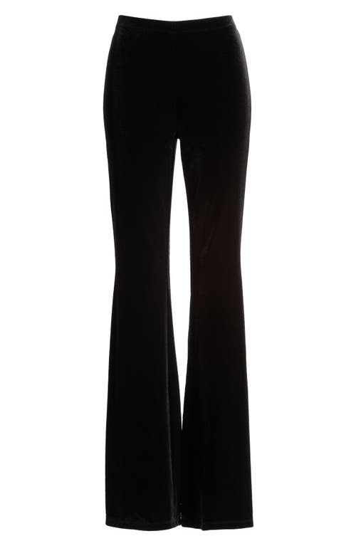 Shop Good American Stretch Velvet Flare Leg Pants In Black001