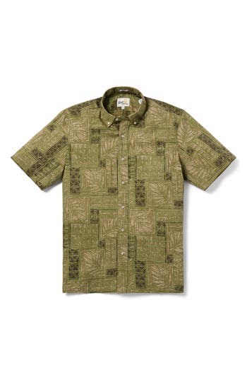 Reyn Spooner Dusty Fronds Classic Fit Short Sleeve Button-down Shirt In Olive