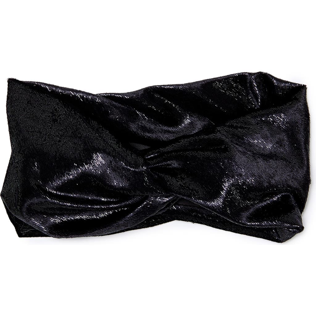Eugenia Kim Malia Metallic Velvet Head Wrap in Black