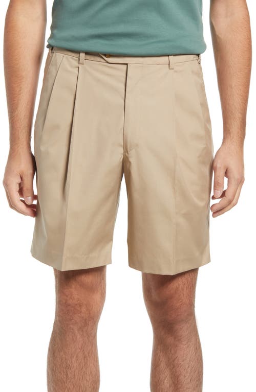 Prime Pleated Poplin Shorts in Tan