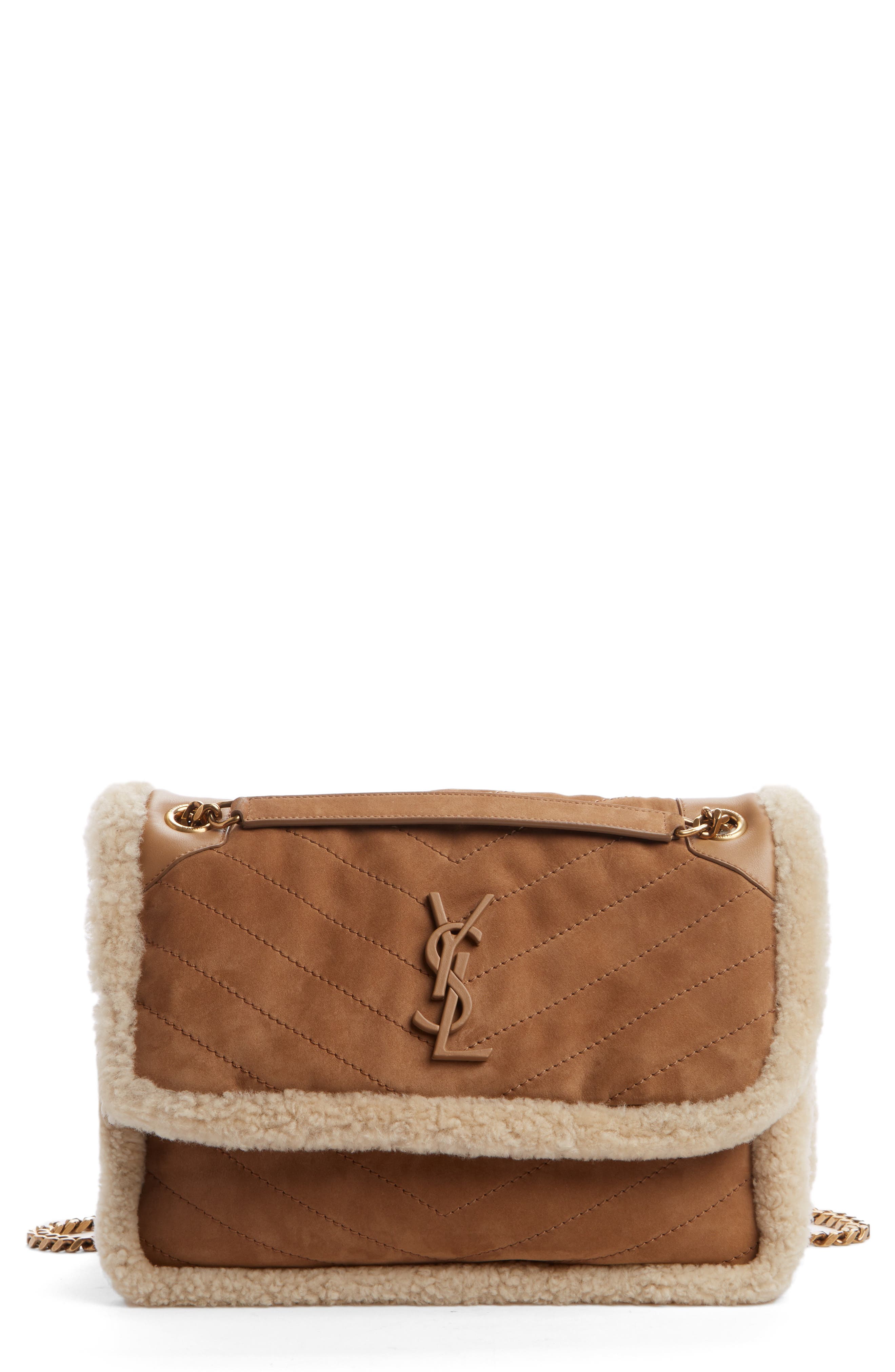 ysl shearling bag