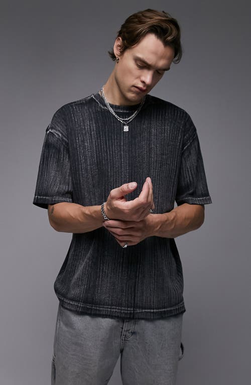 Topman oversized mesh long sleeve t-shirt in black