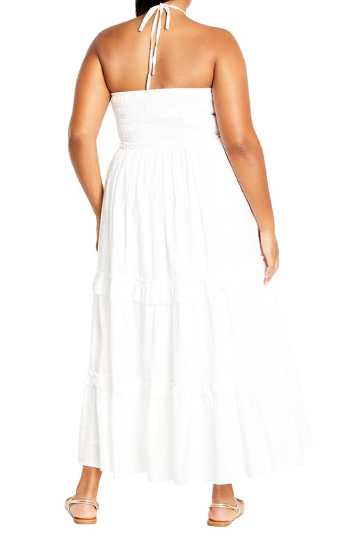 Shop City Chic Ivy Clip Dot Tiered Halter Dress In White