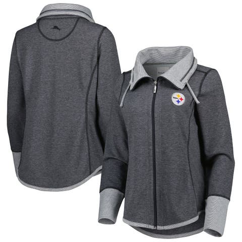 Women's Gameday Couture Black/White Miami Dolphins Take The Field Tri-Color Block Fleece Pullover Hoodie Size: Medium