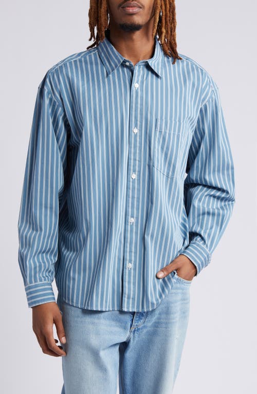 Carhartt Work In Progress Ligety Stripe Button-Up Shirt in Ligety Stripe Blue/Wax at Nordstrom, Size Xx-Large