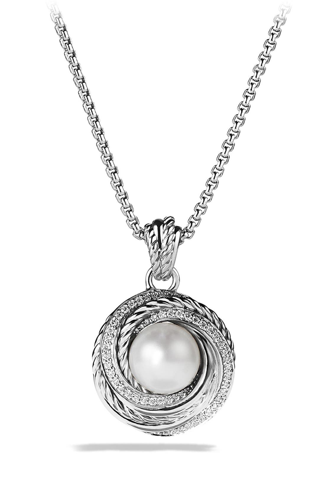 David Yurman 'Pearl Crossover' Pendant with Diamonds on Chain | Nordstrom