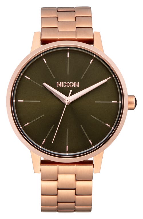 Shop Nixon The Kensington Bracelet Watch, 37mm In Rose Gold/olive Sunray