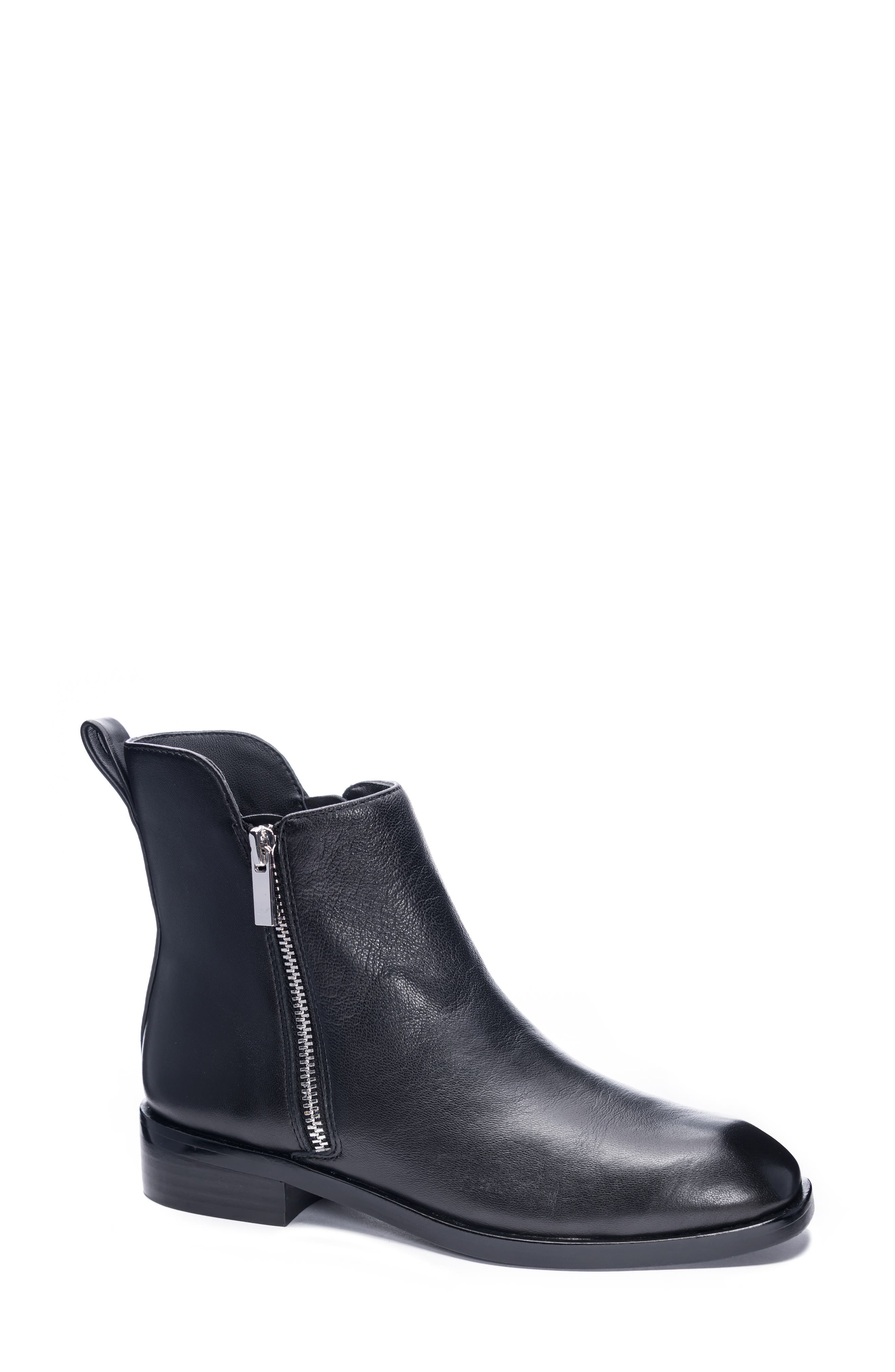 black ankle boots flat heel