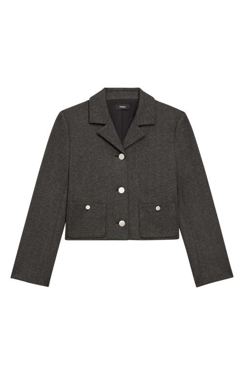 Theory Boxy Crop Jacket In Charcoal Melange