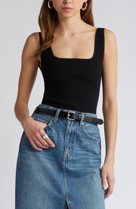 Crop Top Sleeveless Square Neck Tops
