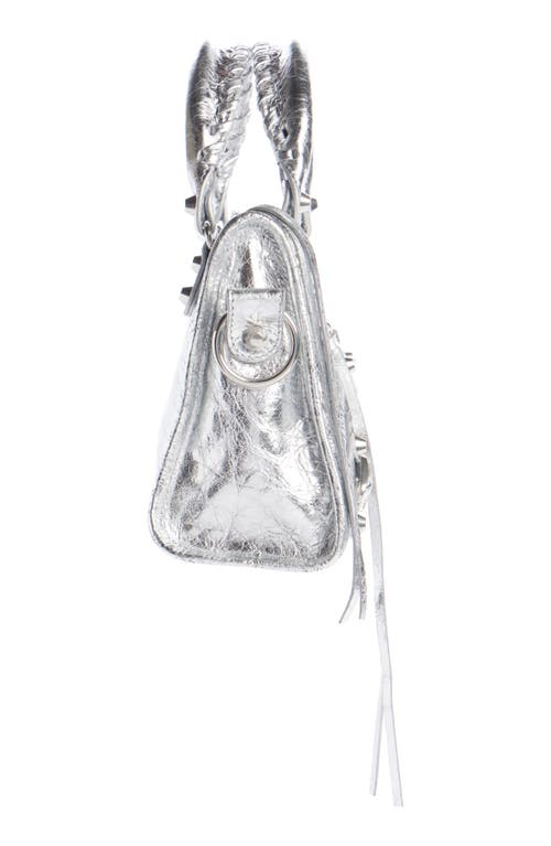 Balenciaga Mini Le City Metallic Lambskin Leather Handbag In 8122 Silver