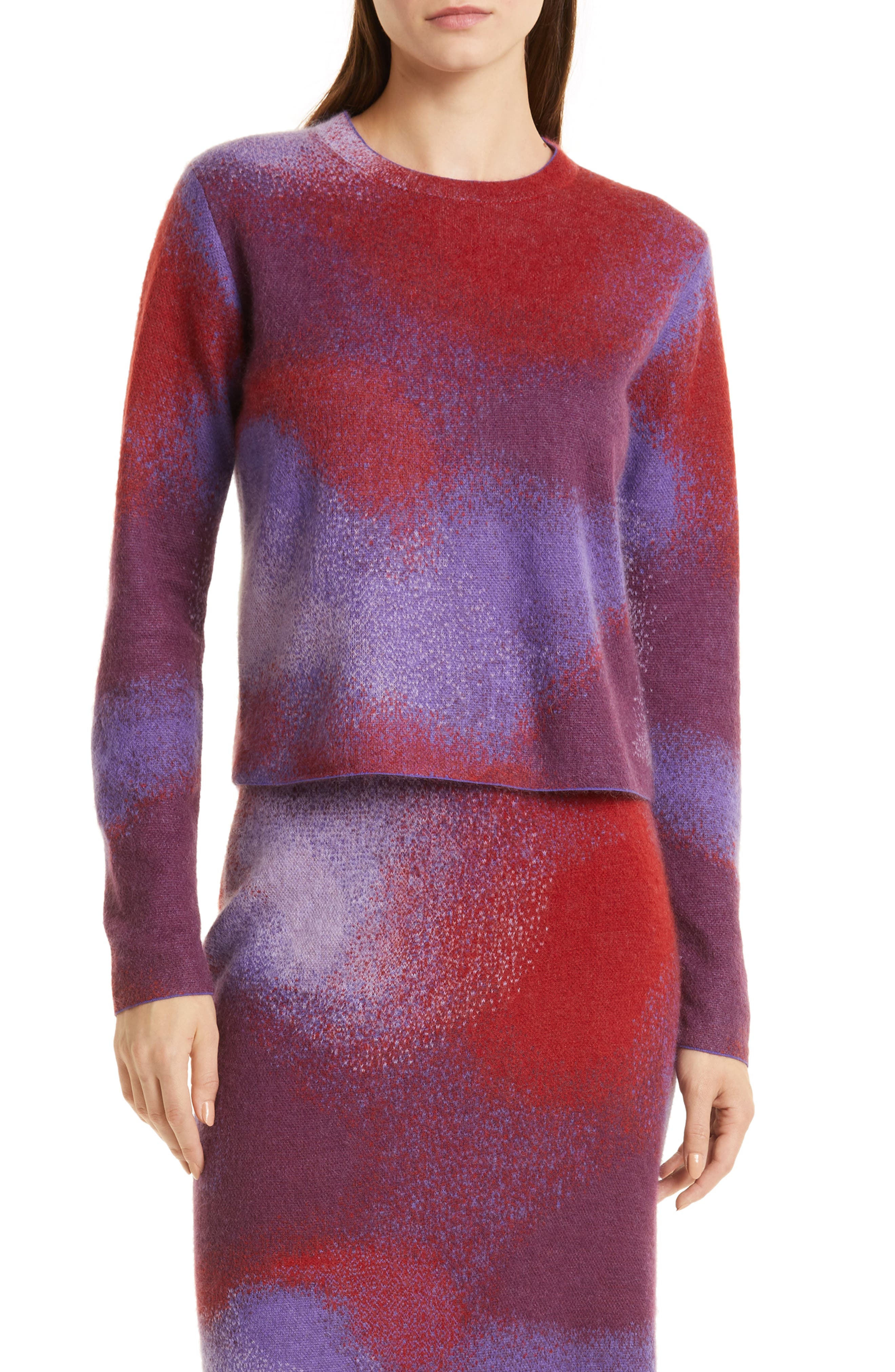 Vince Women's Ombre Jacquard Crew Sweater - Pink - Sweaters