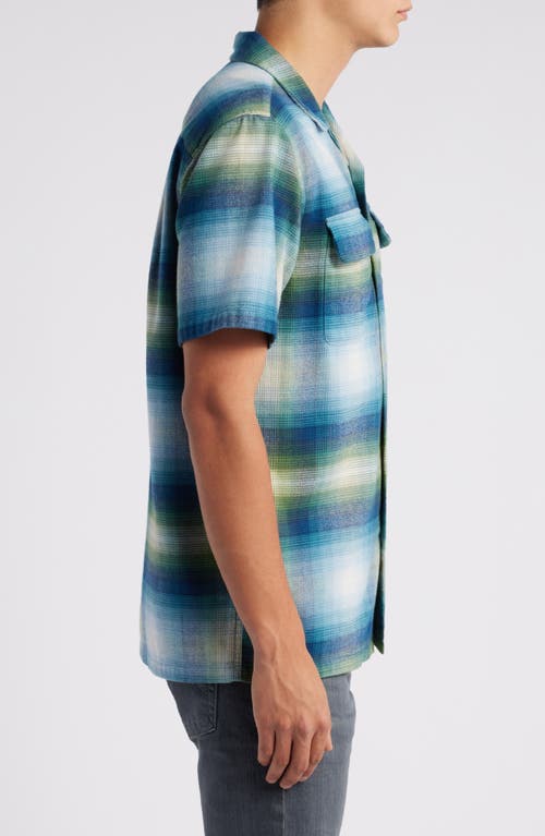 Shop Pendleton Baja Board Plaid Camp Shirt In Blue/green Ombre