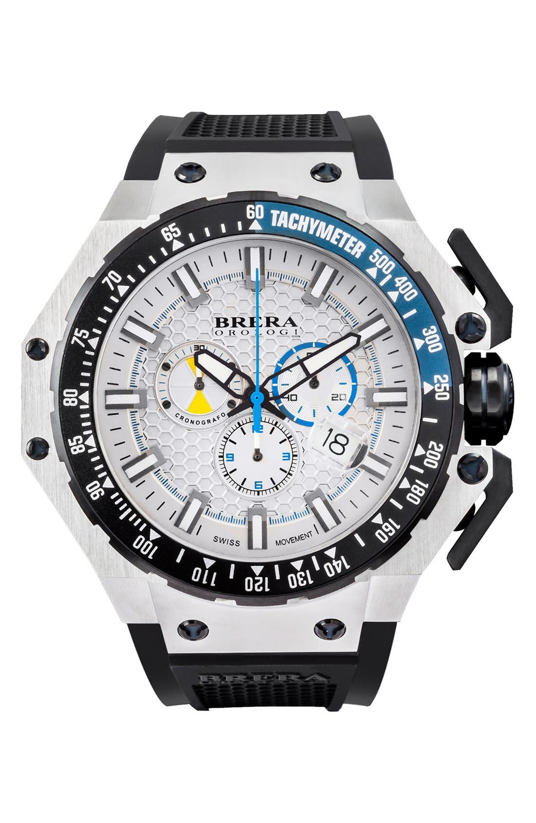 Brera 'Gran Turismo' Chronograph Silicone Strap Watch, 54mm Nordstrom