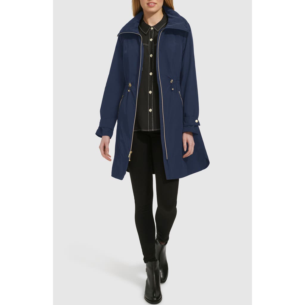 Cole Haan Signature Travel Packable Hooded Rain Jacket in Indigo