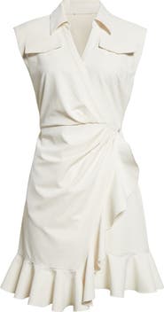Cinq à Sept Zenni Ruffle Sleeveless Wrap Dress