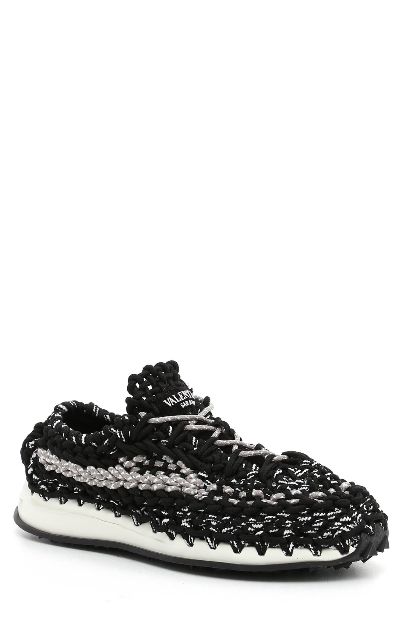 Valentino Crochet Sneaker in Black/White at Nordstrom, Size 12Us