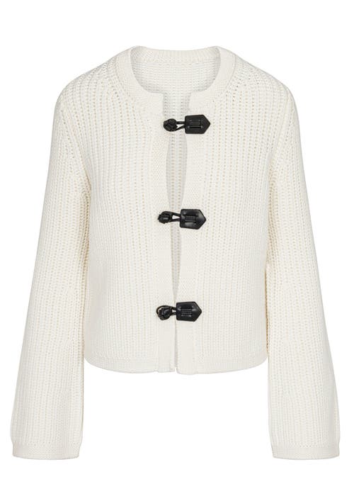Rebecca Taylor Novlety Wool Toggle Cardi In Cream