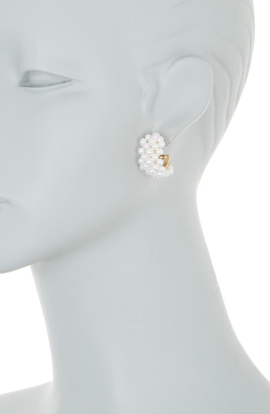 Shop Cara Imitation Pearl Hoop Earrings In Gold/ Pearl